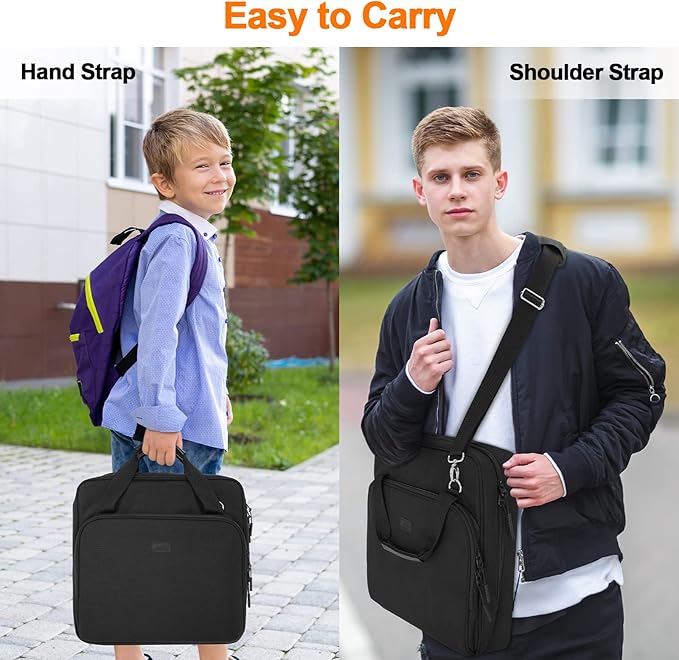 4 Inch 3 Ring Zipper Binder D-Ring, Binder with Strap 800 Sheet Capacity & Multi-Pockets School and Office Organizer, Compatible with 13-Inch MacBook(Patent Design Black)