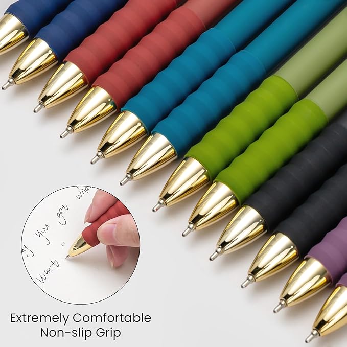 Ballpoint Pens Black Ink Ball Point Pen with Super Soft Grip Medium Point 1.0mm for Office (Vintage 12-count)