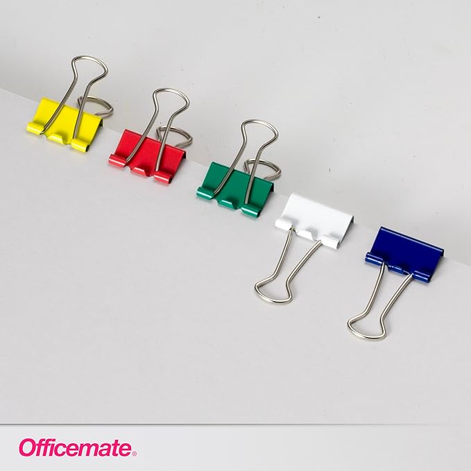 Officemate Small Binder Clips, Assorted Colors, 36 Clips per Tub (31028)
