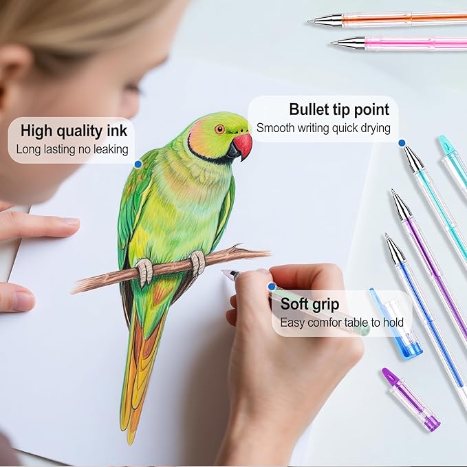 120 Packs Coloring Gel Pens Set, 60 Coloured Gel Pen with 60 Refills Set for Adult Colouring Books, Drawing,and Writing