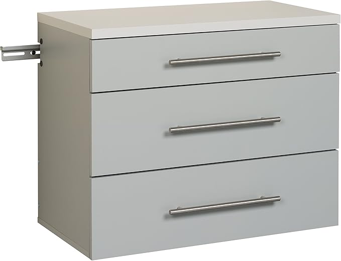 Prepac HangUps 30” Wide Wall Mount 3-Drawer Storage Cabinet, Ideal for Tool Storage, Organization for Garage, Kitchen, Laundry, Bathroom, Home Office and More, 30”W x 24”H x 16”D, Light Gray