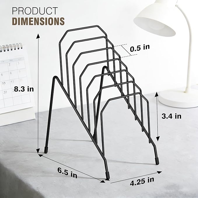 Incline Desk Mail Organizer, Mail Sorter Letter Organizer Rack with 6-Section Vertical Compartments Rack for Letters, Postcards, Brochures, Mail Holder for Office, Home, School (2 Pack)