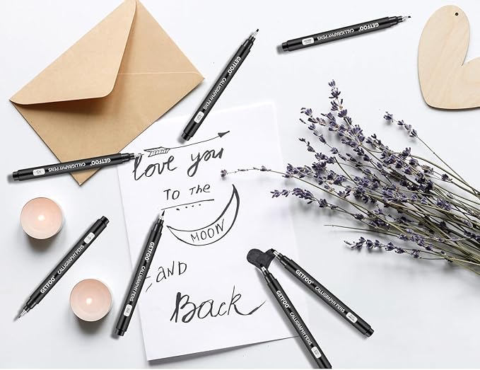 Calligraphy Pen Set – 10 Size Hand Lettering Pens for Beginners, calligraphy markers Brush Pens for Art Drawing, Sketching, Scrapbooking, Journaling, Signing