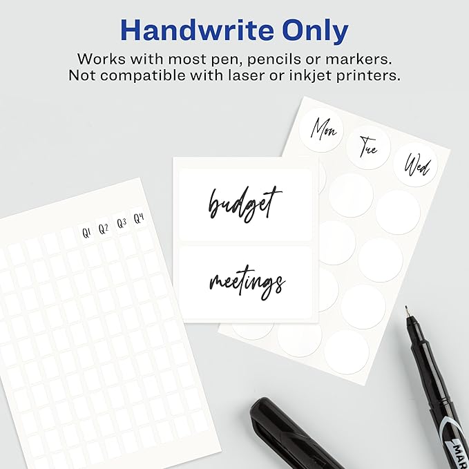 Avery Multi-Use Removable Labels, 1" x 3", White, Non-Printable, 8 Packs, 576 Blank Labels Total (21932)