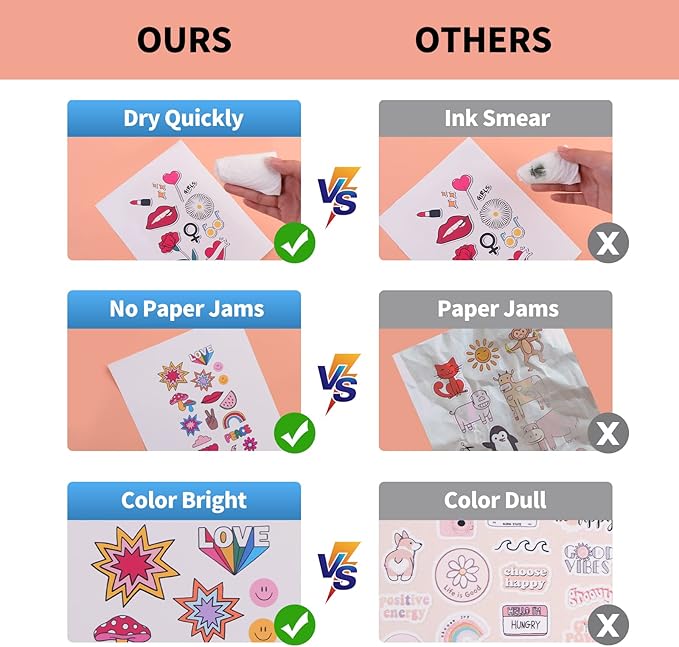 HTVRONT Printable Vinyl Sticker Paper - 30 Sheets Glossy Waterproof Sticker Paper for Inkjet Printer & Laser Printer, Dries Quickly & Tear Resistant 8.5"x11"