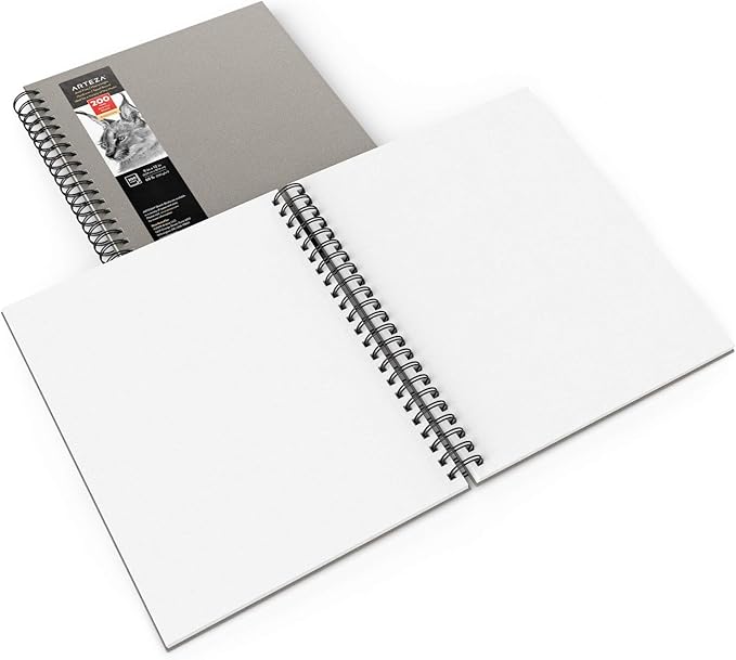 ARTEZA Spiral Sketch Book 9x12 Drawing Pad 2 Pack 100 Sheets Sketch Pads for Drawing for Adults & Teens
