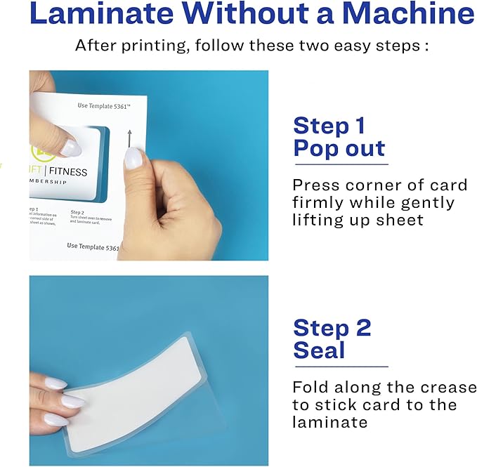 Avery Customizable Self-Laminating ID Cards, 2.25" x 3.5", White Printable Inserts, 30 Laminated ID Cards (5361)