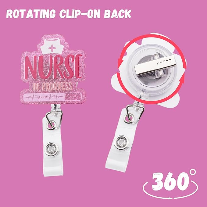 Student Nurse Pen Set Badge Reel Holder Accessories Clip, Retractable Mini Nursing Pen & Light Tool Set， Highlighter pens and Highlighter pens（Pink）