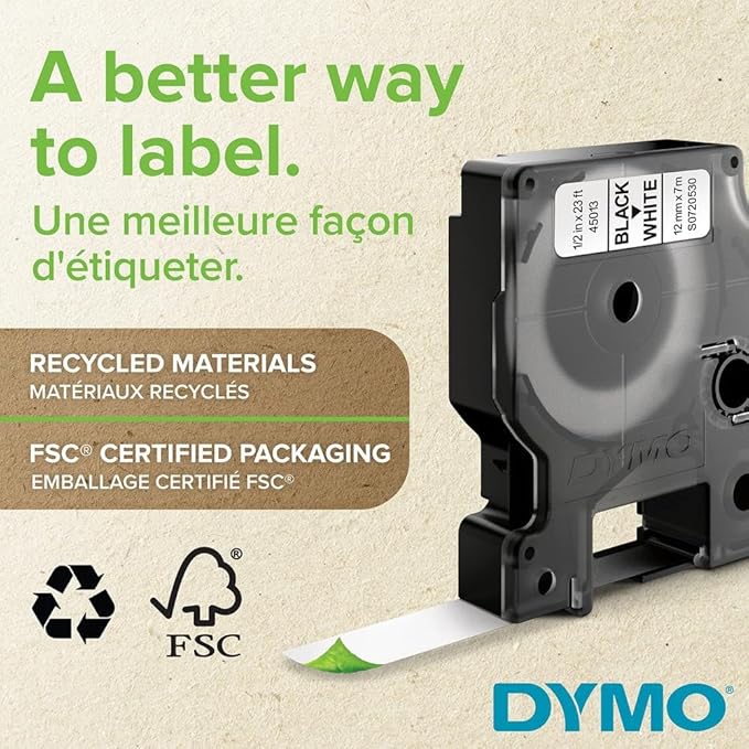 DYMO Rhino Industrial Permanent Polyester Labels 19 mm x 5.5 m Black Print on Clear Self-Adhesive for LabelManager & Rhino Label Makers