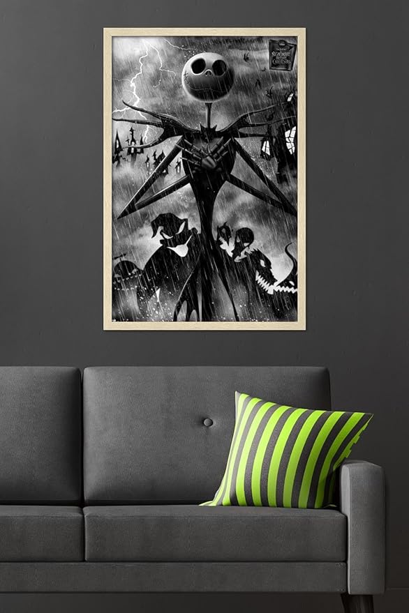 Disney Tim Burton's The Nightmare Before Christmas - Shadows Wall Poster, 34L" x 22.4W", Blonde Framed Version