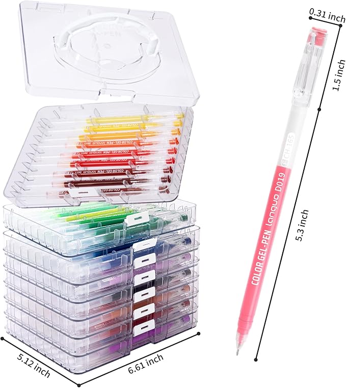 Gel Pens For Coloring, 72 Pack Colored Pens for Black Paper & White Paper, 0.6MM Fine Point Pens for Coloring, Writing, Drawing, Journaling, Note Taking, Office, Home
