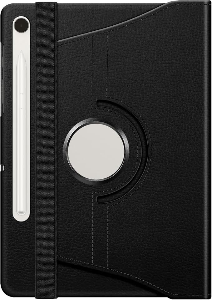 Fintie Rotating Case for Samsung Galaxy Tab S10 Lite/ S10 FE/ S9 FE 5G 10.9 Inch/Tab S9 11 Inch with S Pen Holder, 360 Degree Swiveling Stand Cover Auto Sleep/Wake, Black
