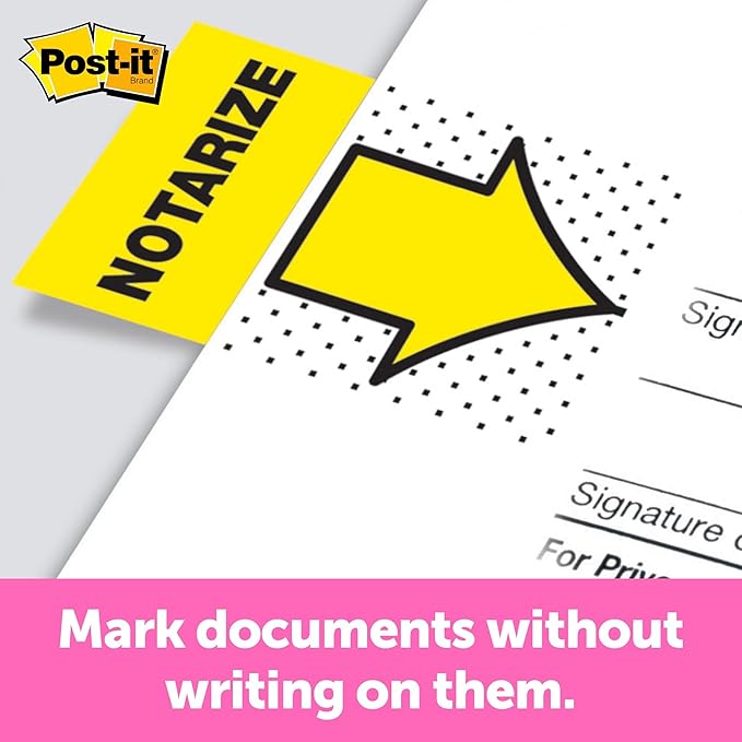 Post-it Notarize Flags, 50/Dispenser, 2 Dispensers/Pack, 1 in Wide, Yellow (680-NZ2)