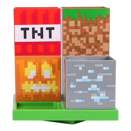 Paladone Minecraft Official Licensed Desktop Organizer Stationery Holder for Pencils Pens & Markers, Gamer Decor Desk Organization (Multi)