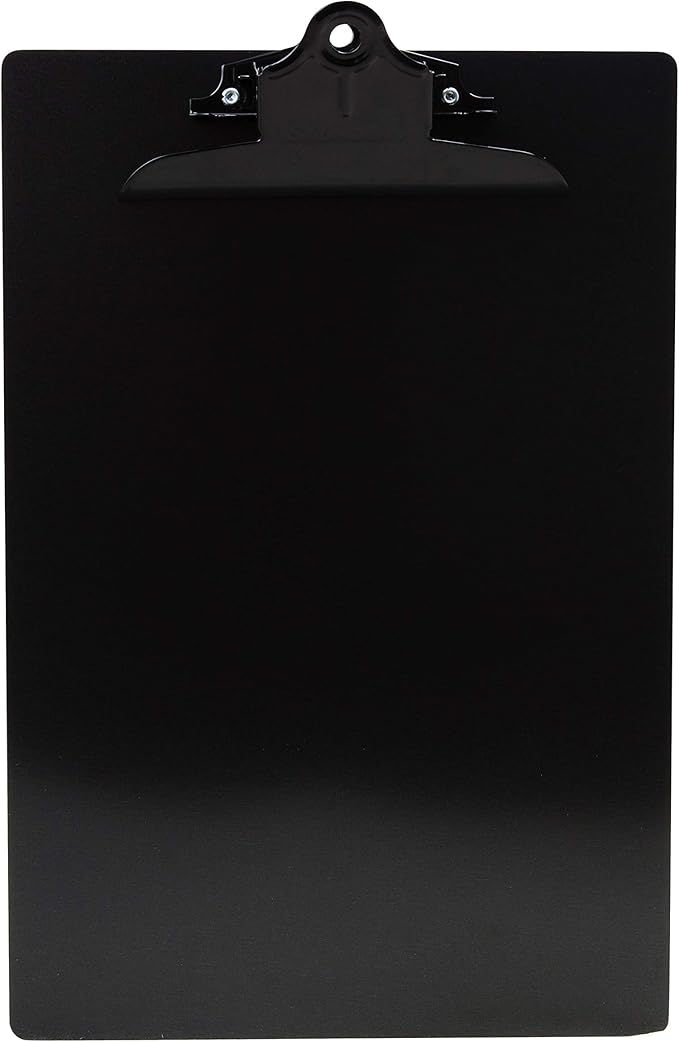Saunders Black Recycled Aluminum Clipboard with Black Clip - 8.5 x 11 inch Letter Size Document Holder - Ideal for Home, Office, and Business Use (23516)