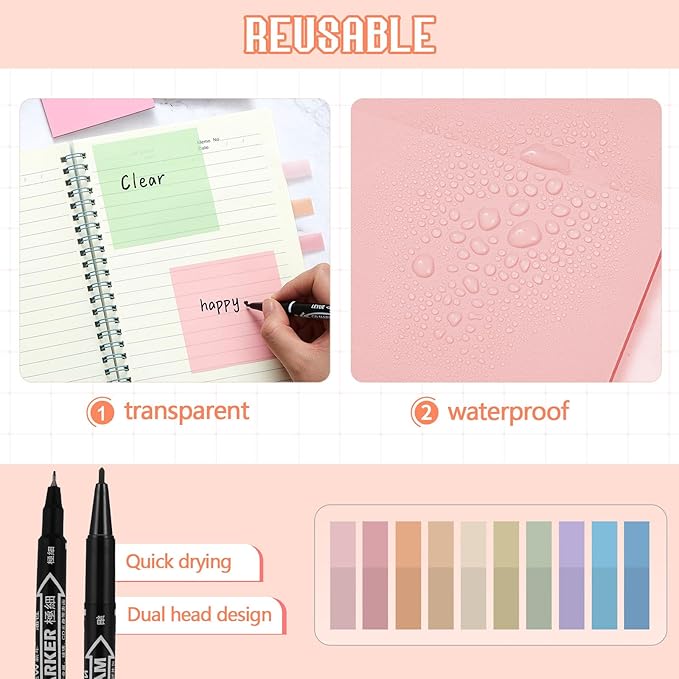 Jutom 39 Pcs Aesthetic Book Annotation Kit Highlighter with Pencil Case Bag Gel Pen Transparent Sticky Note Taking Bible Study College School Supplies(Beige,Floral Style)