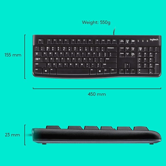 Logitech MK120 Wired USB Keyboard Mouse Desktop Combo