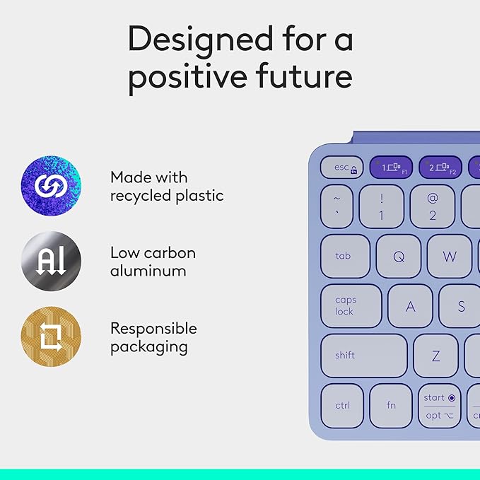 Logitech Keys-to-GO 2 Portable Bluetooth Tablet Keyboard with Built-in Cover, Slim & Compact Wireless Keyboard for Windows, Android, Linux, iPad, iPhone, Mac, Apple TV - Lilac