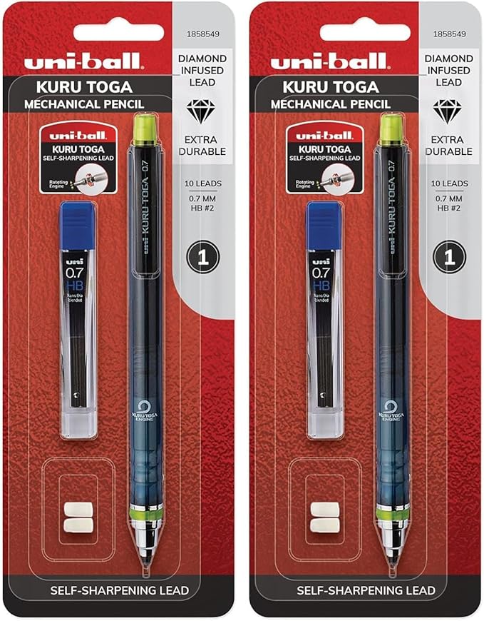 uniball Kuru Toga Mechanical Pencil Starter Kit,0.7mm HB#2,(Pack of 2)