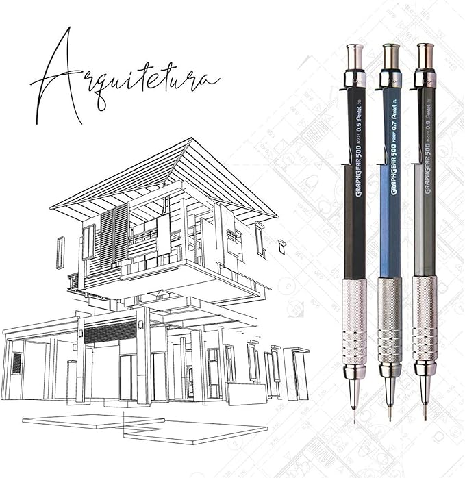 Pentel GraphGear 500 Mechanical Drafting Pencil, (0.5mm), Fine Line, Black Barrel (PG525A)