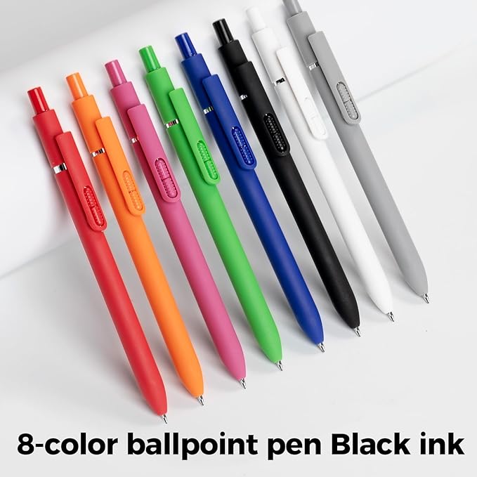 8-Pack 1mm Ballpoint Pens, Black Ink Smooth Writing Retractable Pens for Journaling, High-end Comfort Grip Ball Point Pen School & Office Supplies for Men Women