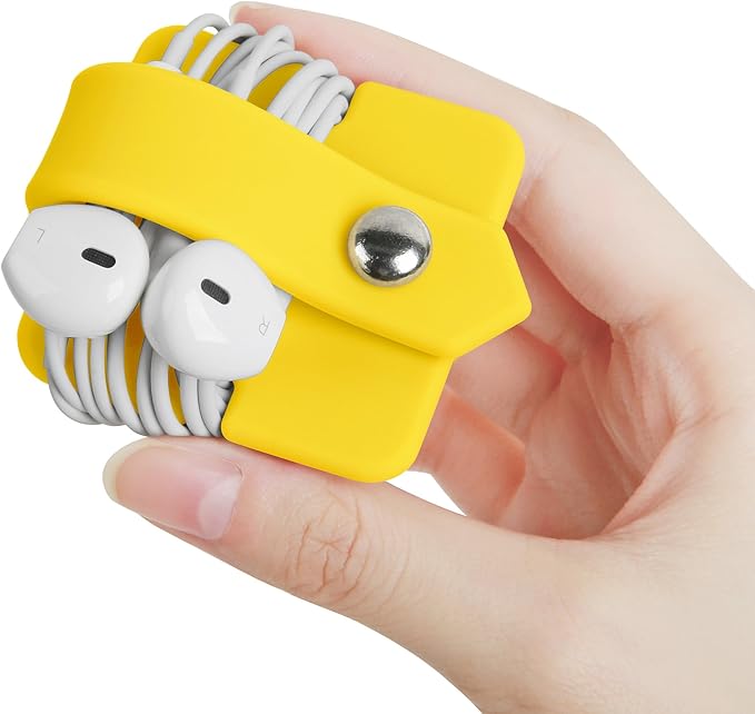 Portable Electronic Device Cover Cord Organizer for Earphones, Yellow