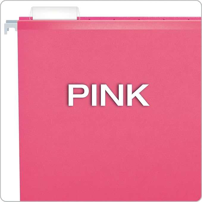 Pendaflex Reinforced Hanging File Folders, Letter Size, Pink, 1/5 Cut, 25/BX (4152 1/5 PIN) (Pack of 10)