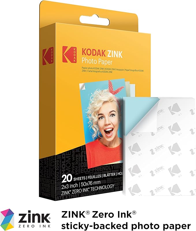 Kodak Printomatic Full-Color Instant Print Digital Camera - 75 Sheets Bundle - Prints On Zink 2x3 Sticky-Back Photo Paper - 5MP, Portable, Creative Fun Gift for Birthday, Christmas, Holiday - Blue