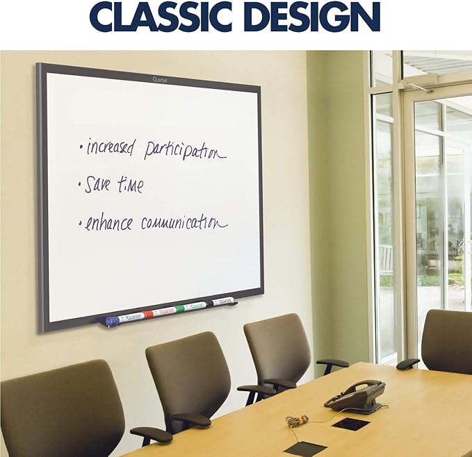 Quartet Whiteboard, Non-Magnetic Dry Erase White Board, 8' x 4', Total Erase, Black Aluminum Frame (S538B)