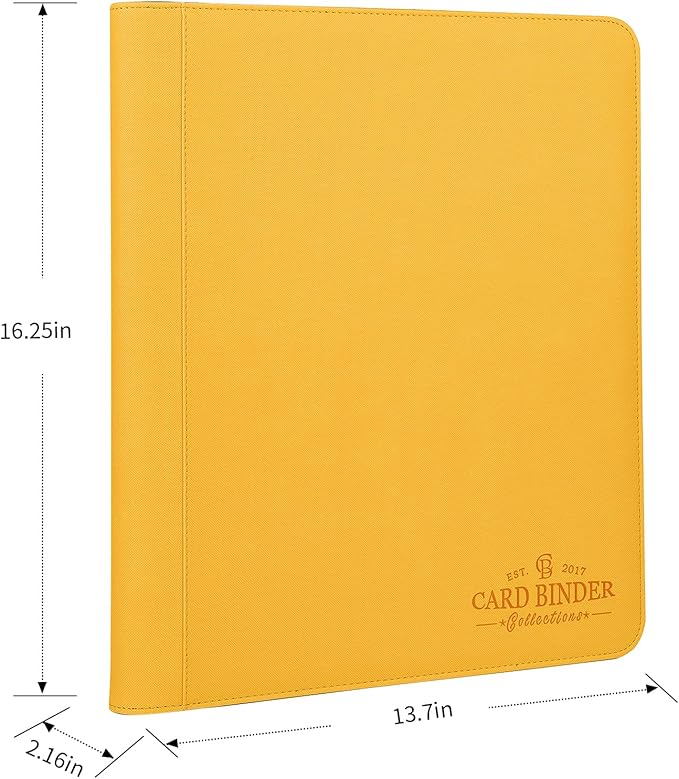 Toploader Binder,Toploader Hard Cases, 9-Pocket Pages Sleeves Hold up 288 Cards.Toploader Card Binder with Sleeves for “3×4” rigid，Card Holder(yellow1)