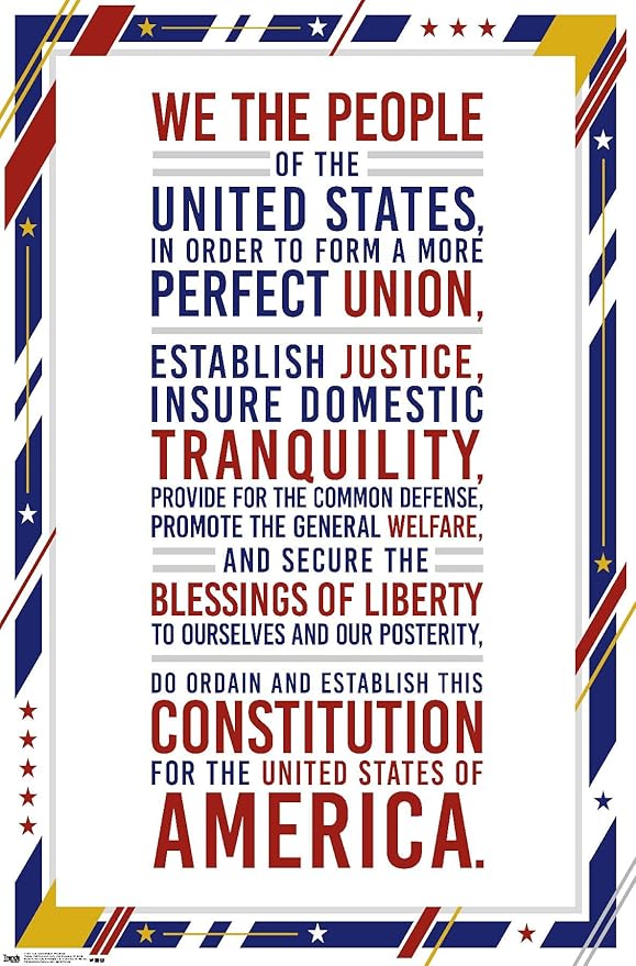 Trends International The United States Of America - Constitution Preamble Wall Poster, 22.375" x 34", Premium Unframed Version