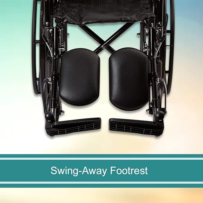 McKesson Wheelchair, Swing Away Foot Leg Rest, Elevating Leg Rest, Fixed Arm, 16 in Seat, 250 lbs Weight Capacity, 1 Count