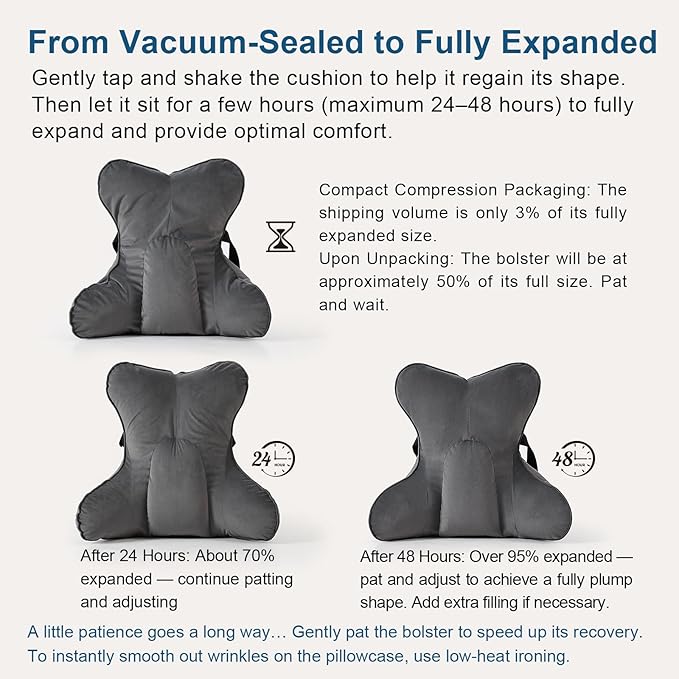 Lumbar Support Pillow(Pat. Pend) – Ergonomic Multi-Zone Back Cushion for Lower Back Pain Relief, Ideal for Office Chair, Car Seat & Home Reading,Steel Gray