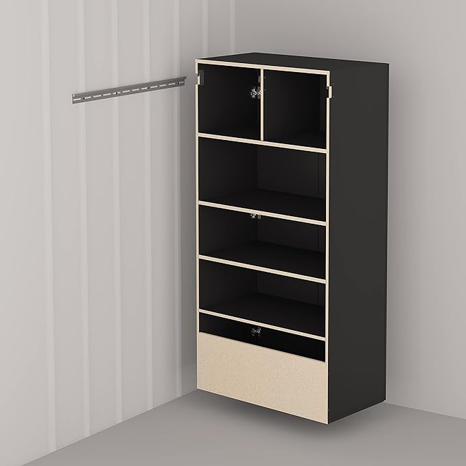 Prepac HangUps Large Storage Cabinet - Immaculate Black 36" Cabinet with Storage Shelves and Doors; Ideal for Bin and General Storage Solutions