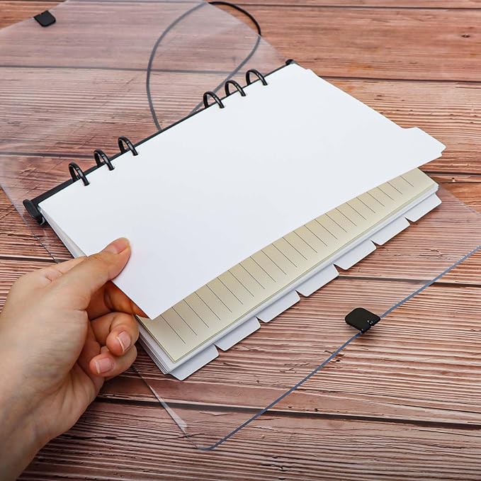 2 Set A5 Binder Dividers White Plastic Index Divider Blank Side 7 Tabs Top 5 Tabs Planner Insets 12 Sheets Refillable Page Protectors for 6 Ring Binder Notebook