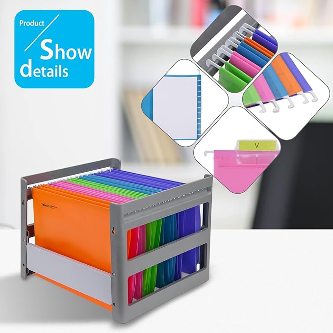 60 Pcs PP Hanging File Folders Letter Size,Hanging Folders with Tabs,File Folders for Filing Cabinet Hanging Files for Bulky Files,Medical Charts,Office AMD School Desktop File Storage