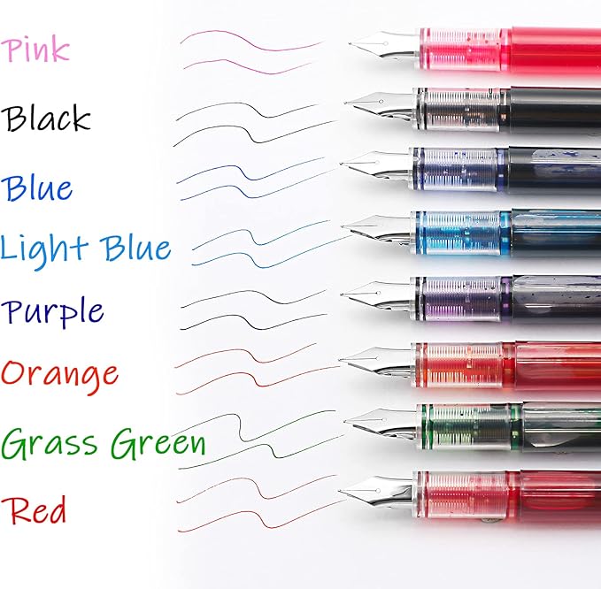 Clabby 12 Pieces Disposable Fountain Pens, Quick-Drying Ink Pen, Smooth-Writing Multicolor Art Supplies for Sketching, Journaling, Calligraphy and Doodling (Mixed Colors)