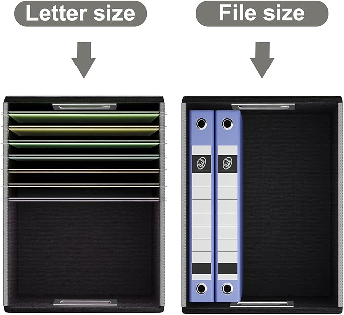Huolewa Portable Leather File Organizer Boxes with Lids, Office Document Boxes Organizer, Filing Boxes, Decorative Small File Boxes for Hanging Files with Plastic Slide for Office/Decor/Home