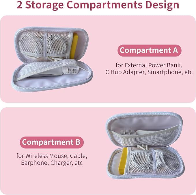 Electronics Organizer Travel Case, Cable Organizer Travel Essentials Tech Pouch,Suitable for Charger, Cable, Phone，Flash Drive,White Flower