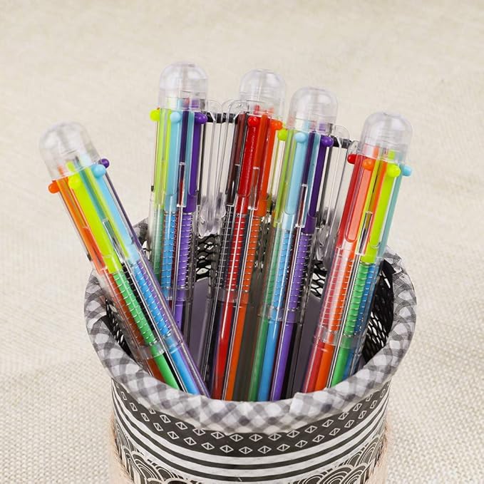 JPSOR 28 Pack Multicolor Pen, 0.5mm 6-in-1 Multicolor Ballpoint Pens, 6 Colors Retractable Ballpoint Pens for Office School Supplies Students Gift
