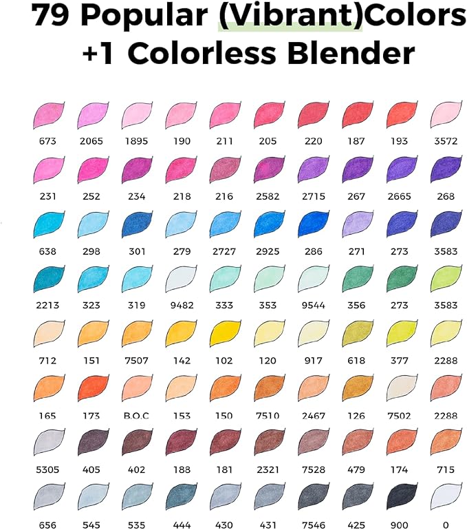 Ohuhu Alcohol Markers 80 Colors: Brush & Fine Art Markers for Beginners Adults Coloring Drawing Dual Tips Alcohol-based Markers Gift Idea with Colorless Blender Storage Case- Great Value Pack