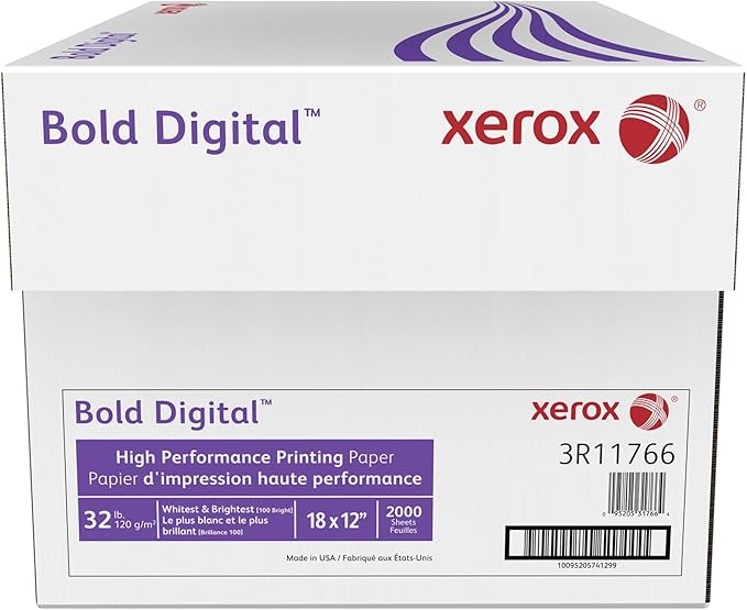 Xerox® Bold Digital™ Printing Paper, 4 Reams, Tabloid Extra Size (12" x 18"), 100 (U.S.) Brightness, 32 Lb, White, 500 S