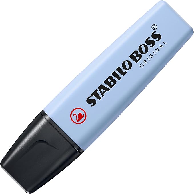 STABILO Highlighter BOSS ORIGINAL Pastel - Pack of 4 - Mellow Coral Red, Cherry Blossom Pink, Cloudy Blue, Dash of Lime