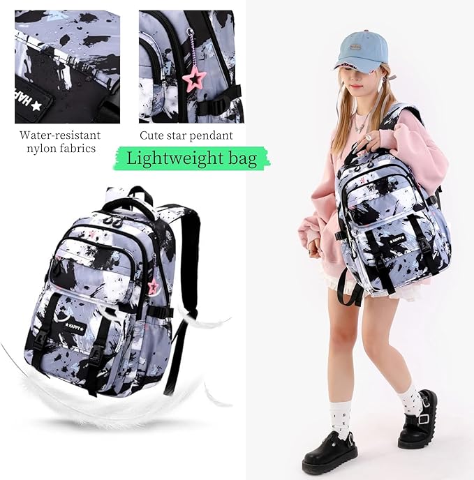 MITOWERMI Pink Backpack for Girls Bookbag Kids School Bags Multi-pocket Girls Backpack for School Elementary Students Schoolbags Teens Back packs (Pink)