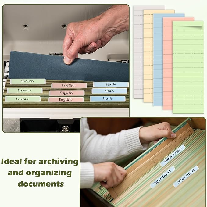 100 Pcs Hanging File Folder Tab Inserts 4 Inch Colored Blank File Tab Hanging File Folders Labels Paper Inserts Thick 300Gsm Cardstock for 4 Inch Hanging Folder Tab