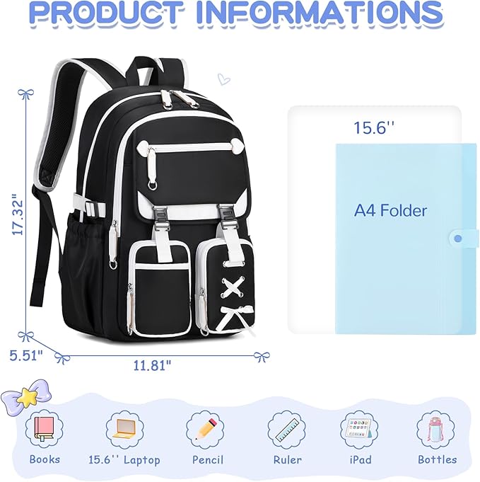 Kids Backpacks for Girls Teens Kawaii Bookbag for Elementary Primary Middle High School Daypack