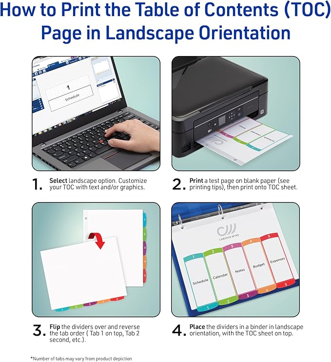 Avery Dividers for 3 Ring Binders, 10 Tabs per Set, Customizable Table of Contents, Multicolor Arched Tabs, Great for Organizing Reports, Projects, and More (11842)