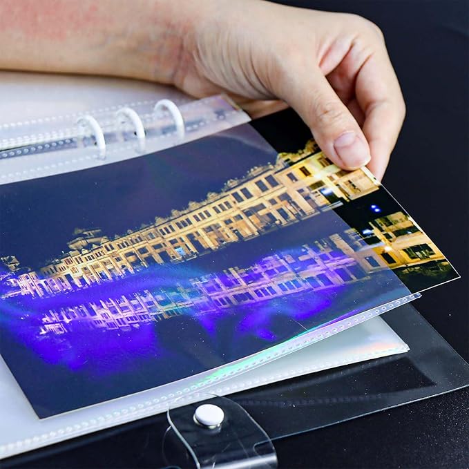 A5 Photocard Sleeves 20pcs Sheet Protectors 5.2'' x 7.5'' 1 Pocket Picture Card Insets Laser Clear PP Photo Album Refill Pages for 6 Ring Binder (Laser, A5-1Pocket)