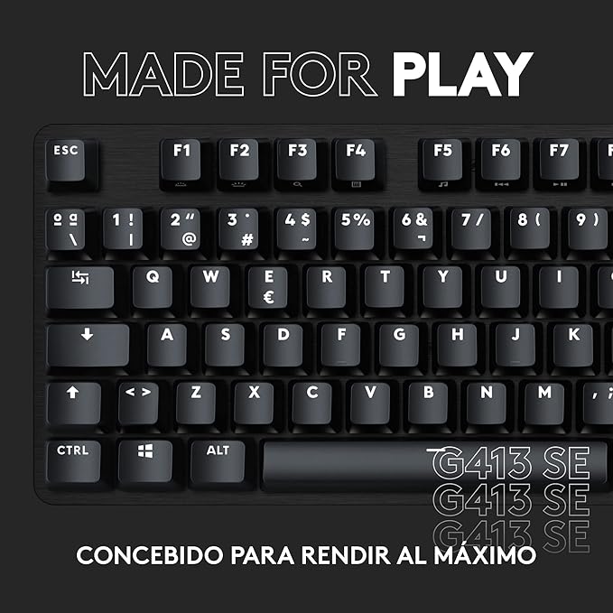 Logitech G413 SE Full-Size Mechanical Gaming Keyboard - Backlit Keyboard with Tactile Mechanical Switches, Anti-Ghosting, Compatible with Windows, macOS - Black Aluminum (Renewed)