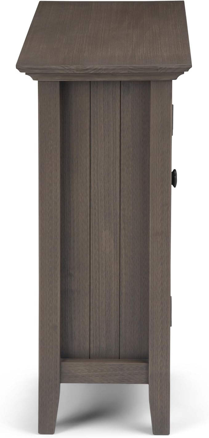 SIMPLIHOME Bedford Storage Cabinet - 32 inch Wide Solid Wood Low Media Cabinet in Farmhouse Grey, Transitional Console for Living Room, Entryway, or Dining Room with Glass Doors and Adjustable Shelves
